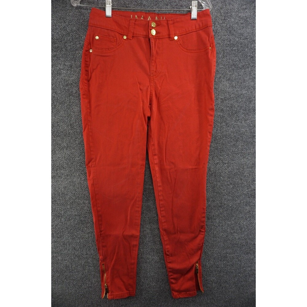 Iman Jeans Womens 6 Skinny Stretch Red Denim Ankle Zip